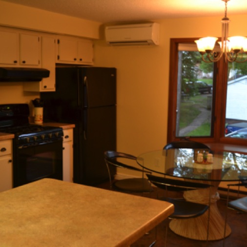 The kitchen has a dishwasher and is fully stocked with cookware and accessories for almost any meal. The table will accommodate 8 and the breakfast bar has 2 stools so the whole family can eat together.